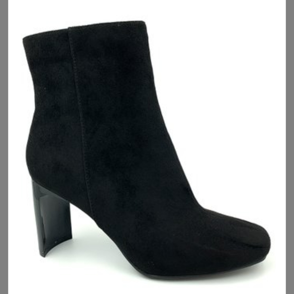 Zip up suade bootie with a 4" heel